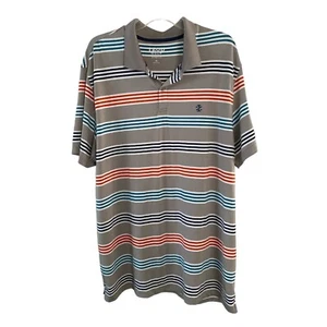 Izod Golf Polo Shirt Men’s XL Gray With Multicolored Stripes - Picture 1 of 6