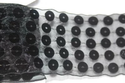 Cinta de coser organza negra de 3 yardas lentejuelas 2,25" de ancho Foto 1 de 2