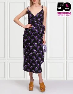 RRP €936 THE ATTICO Crepe Wrap Dress IT38 US0 UK6 XS Floral Made in Italy - Picture 1 of 9