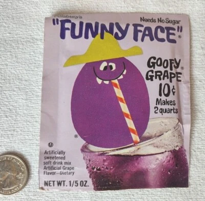 FUNNY FACE Pillsbury GOOFY UVA Paquete Sellado DE COLECCIÓN MEZCLA DE BEBIDAS AÑOS 70, 80 o 90 Foto 1 de 4