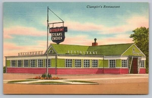 Postal de lino vintage Clampitt's Restaurant Route 20 Roadside Ashtabula Ohio OH - Imagen 1 de 2