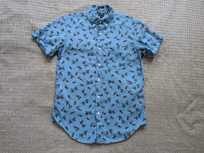 J Crew Shirt Men Small Blue Pineapple Print Cotton Linen Slim Fit Short Sleeve - Image 1 of 4