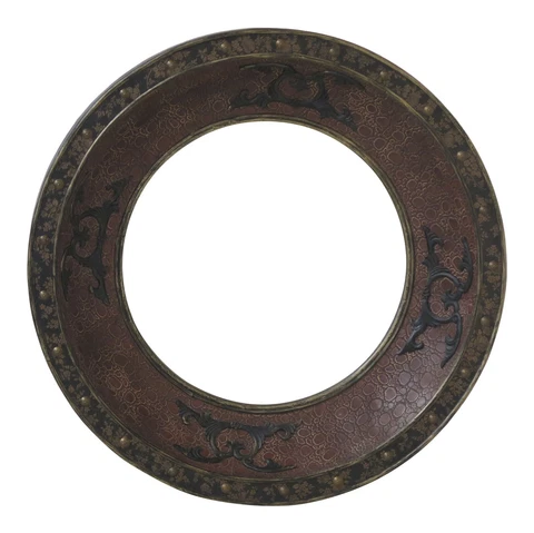 F47355EC: Round Decorative Textured Leather Mirror Cover