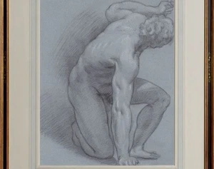 Carracci Old Master Style Drawing Male Nude Sanguine Italian Baroque - Picture 1 of 4