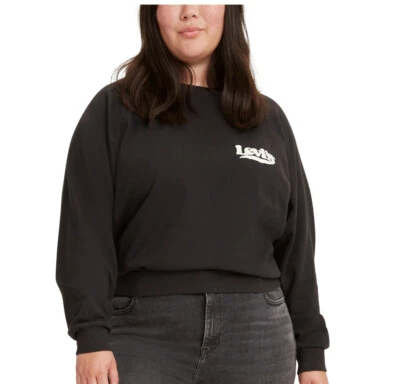 Sudadera Pullover Cuello Redondo Levi's Logo Central NEGRA Talla Grande Foto 1 de 4