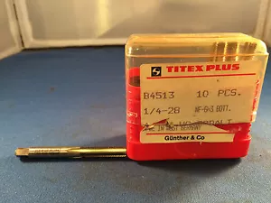 New Titex Plus 1/4"-28NF GH3 HS-Cobalt Bottoming Hand Taps - Picture 1 of 2