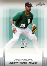 JUSTYN-HENRY MALLOY 2017 LEAF "1ST EVER PRINTED" PERFECT GAME ROOKIE CARD #176! 