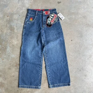 Vtg One Tough Brand Jeanswear Flame Pants Baggy Key Chain Size 28x26 Deadstock - Picture 1 of 9