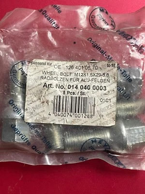 Juego de 5 pernos de rueda Mercedes-Benz Meyle M12x1.5 014-040-0003 126-401-06-70 Foto 1 de 3