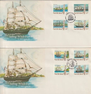 NORFOLK ISLAND: 1985 # 356-363 (8) SAILING WHALESHIPS TWO FIRST DAY COVERS - Picture 1 of 2