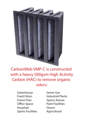 Filtro de aire D Mark CarbonWeb VMPC-12-100-06 60P mini plisado banco en V 20x24x12 HEGA Foto 1 de 4