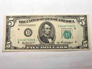 1950-B 5 Dollar Green Seal Federal Reserve Note Unc #15822 - Picture 1 of 6
