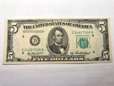 1950-B 5 Dollar Green Seal Federal Reserve Note Unc #15822 - Image 1 of 4