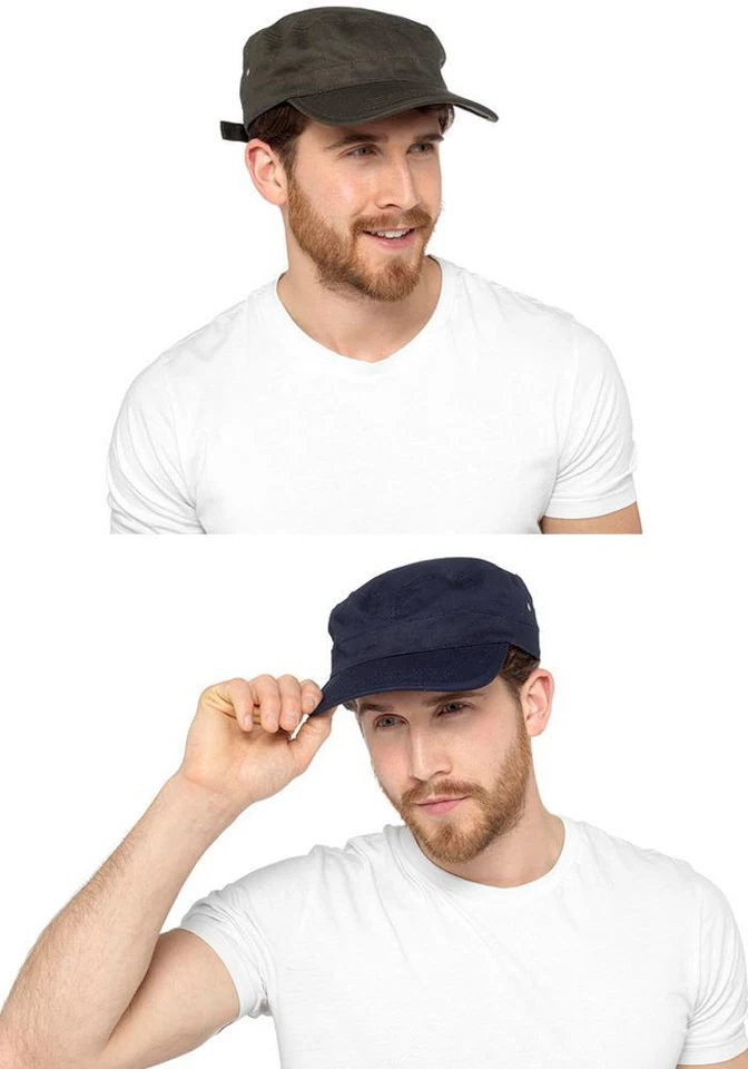 Mens Military Cap Tom Franks Cotton Army Style Peaked Hat Navy or Khaki - Image 1 of 1