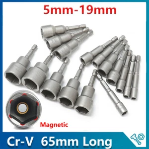 5mm-19mm Magnetic Nut Driver 1/4" Hex Impact Power Drill Bit Socket Adaptors - Picture 1 of 28