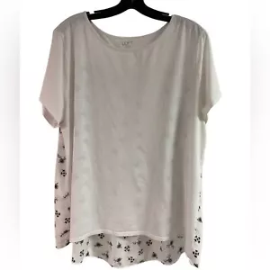 Loft White Floral Mixed Media Top Size XL - Picture 1 of 4
