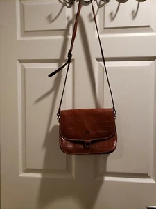 LARELLA BROWN LEATHER PURSE LONG STRAP - Picture 1 of 12