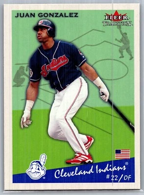 2002 FLEER TRADITION BASEBALL 399 JUAN GONZALEZ INDIANS  - Image 1 of 2
