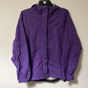 L.L. Bean Jacket Womens Large Purple Misses Full Zip Hooded Windbreaker Anorak - Picture 1 of 9