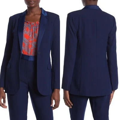 Diane von Furstenberg DVF темно-синий Vint контраст выемки лацкан блейзер новый с Ярлыками $468 D4 - Изображение 1 из 4