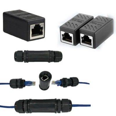 RJ45 Female To Female  Waterproof CAT6 5e Network LAN Ethernet Connector Adapter - Image 1 of 3