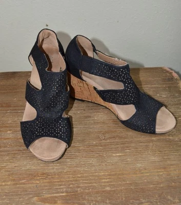 Life Stride Women’s Heidi Slip On Cork Wedge Open Toe Sandals Black Size 9M - Image 1 of 4