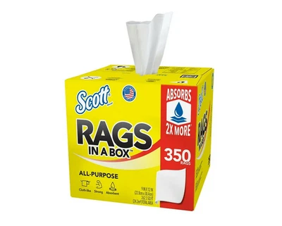 Scott Rags带盒白色多功能毛巾350张每盒 — 第 1/3 张图片