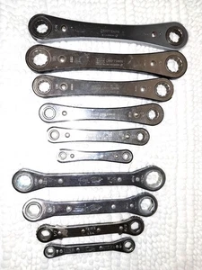 Craftsman Langline Lot of 10 Vintage Double Box End Ratcheting Wrenches USA - Picture 1 of 3