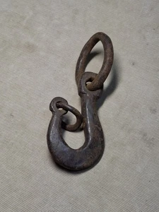 Hand Forged Safety Hook & Ring Primitive Blacksmith Made Decorative & Nice 'HS' - Picture 1 of 20