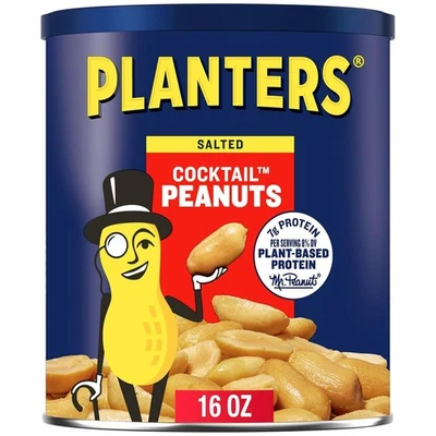 PLANTERS Salted Cocktail Peanuts, Party Snacks, Plant Based Protein 16oz 1 - Image 1 of 4