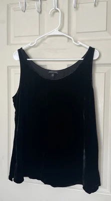 Camiseta sin mangas Eileen Fisher de terciopelo negro mezcla de seda cuello redondo para mujer M Foto 1 de 4
