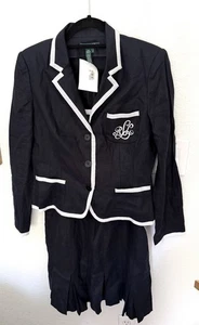 Ralph Lauren Linen Dress Blazer Set Embroidered Crest Preppy NWT Coastal Classic - Picture 1 of 11