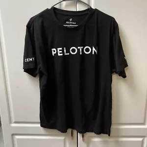 Peloton Century 100 Cotton Adult Men’s Black Biking Cycling -Shirt Size Medium - Picture 1 of 11