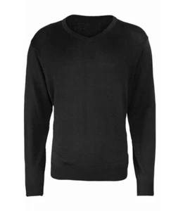 Premier Men's V-Neck Knitted Sweater PR694 jumper Office Wear Black M - Zdjęcie 1 z 1