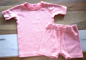 Hanna Andersson Moon & Back, shorty PJ set, 4y, Orange, white stripe,Organic - Picture 1 of 2