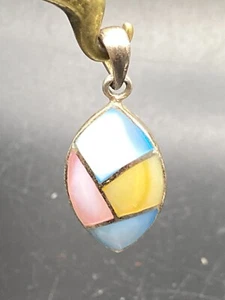 Vintage Sterling Silver Dangle Drop pendant with colored MOP tiles - Picture 1 of 4