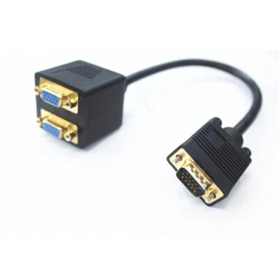1PC Splitter Cable 1 Computer To Dual 2 Monitor Adapter Gold-plated Terminal - Image 1 of 2