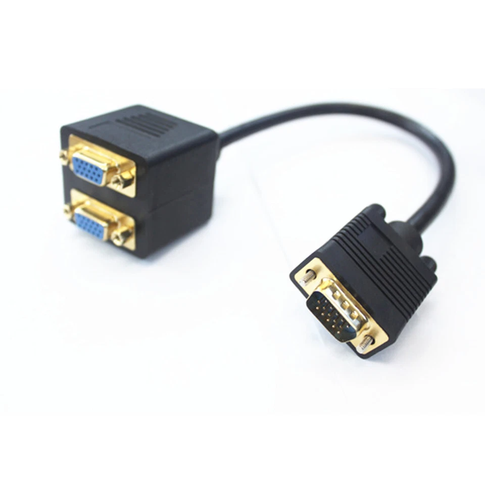 Cable divisor 1 pieza 1 computadora a doble 2 monitor adaptador terminal chapado en oro Foto 1 de 2