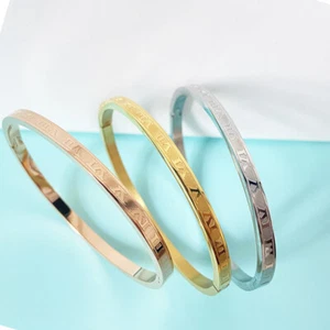 Bracciale Braccialetto Numeri Romani 4mm Donna Acciaio Inox Placcato Oro 18k - Foto 1 di 7