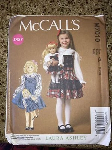 McCalls 7010 Laura Ashley Girls Top Jumpers 18" Doll Sewing Pattern Sz 6-8 New - Picture 1 of 2