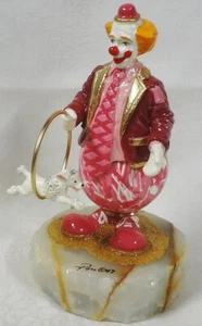 1997 VRare RON LEE CLOWN w/ FRENCH POODLE -24k GOLD PLATED on ONYX- Ltd. 182/750 - Picture 1 of 9