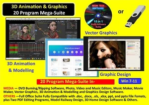 3D Animation & Modelling, Graphics Design, and Vector Graphics Software on USB - Picture 1 of 4