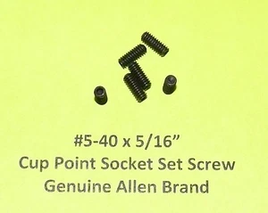 25 #5-40 X 5/16" CUP POINT SOCKET SET SCREWS, ALLEN BRAND, ALLOY STEEL USA - Picture 1 of 1