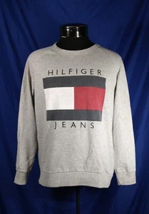 Tommy Hilfiger Sweatshirt Grau Riesiger Logo Spruch Herren Medium - Bild 1 von 7