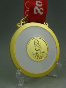 2008 BeiJing Olympic Gold Medal with Ribbons & Display Stand Exact Replica