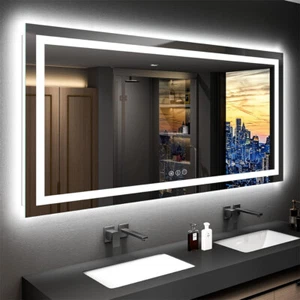 LUVODI Dual Light LED Illuminated Bathroom Mirror Anti-fog Shatterproof Aluminum - Picture 1 of 20