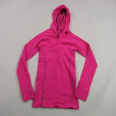 Athleta Shirt Womens XS Pink Long Sleeve Stretch 1/4 Zip Neck Hooded Lightweight - Image 1 of 4