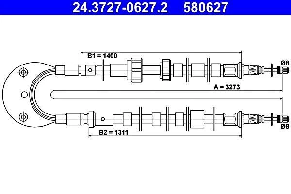 Cable de freno de estacionamiento ATE para Ford Escort 81 V VI VII Orion III Express 1664703 Foto 1 de 1