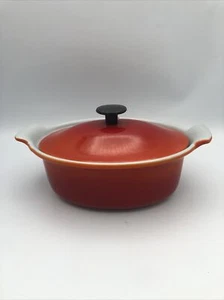 Prizer Ware Enamel Cast Iron Lidded Baker Casserole Flame Orange Vintage 8” OT2 - Picture 1 of 10