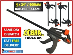 4 x 600mm 24" Wood Working Bar F Clamp Grip Ratchet Quick Release Squeeze (9-20) - Picture 1 of 4